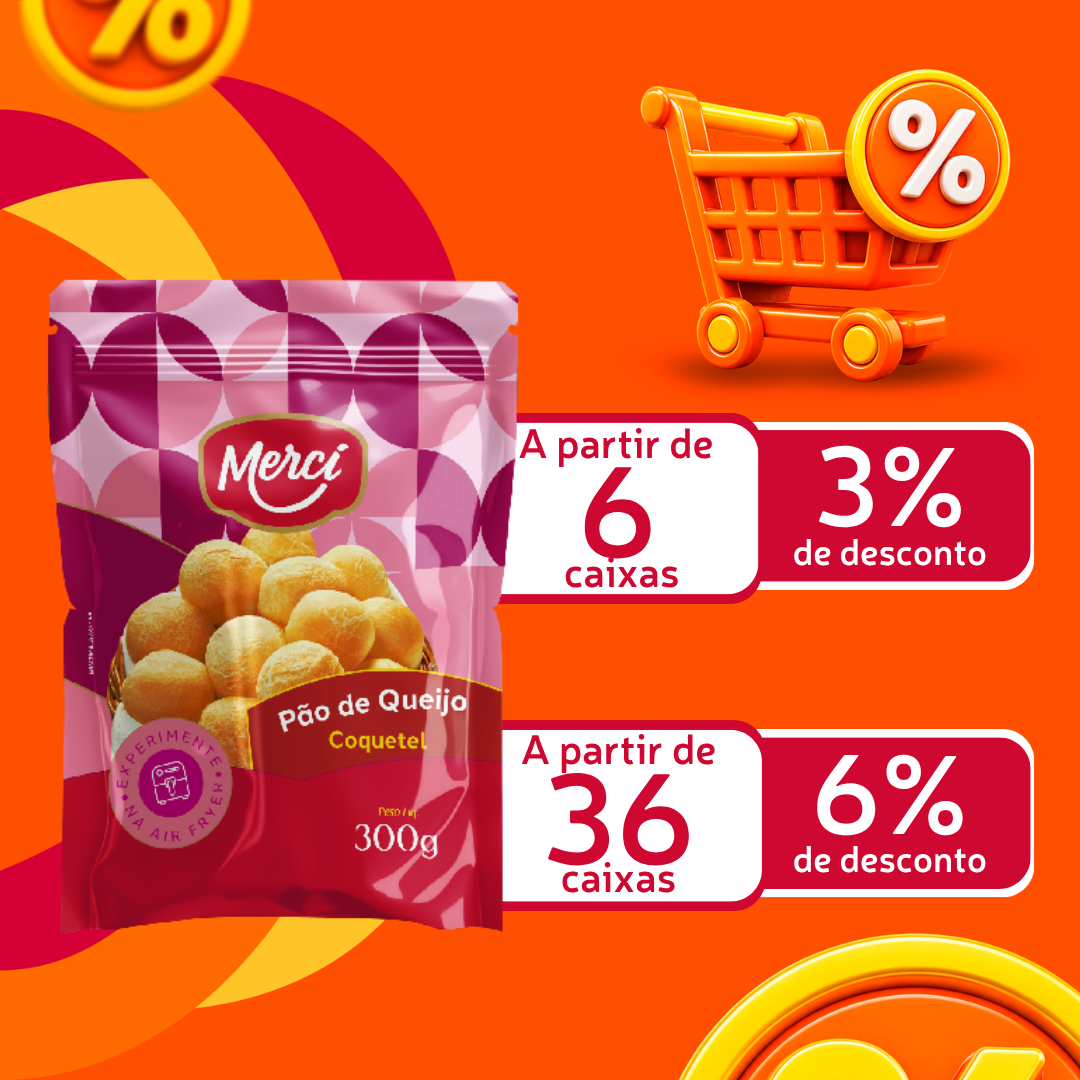 P&atilde;o de Queijo Coquetel Cong 300g - Merc&iacute;